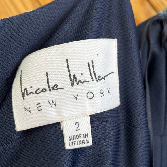 Nicole Miller New York Floral Appliqué Embroidered Maxi Dress Gown - Picture 6 of 7